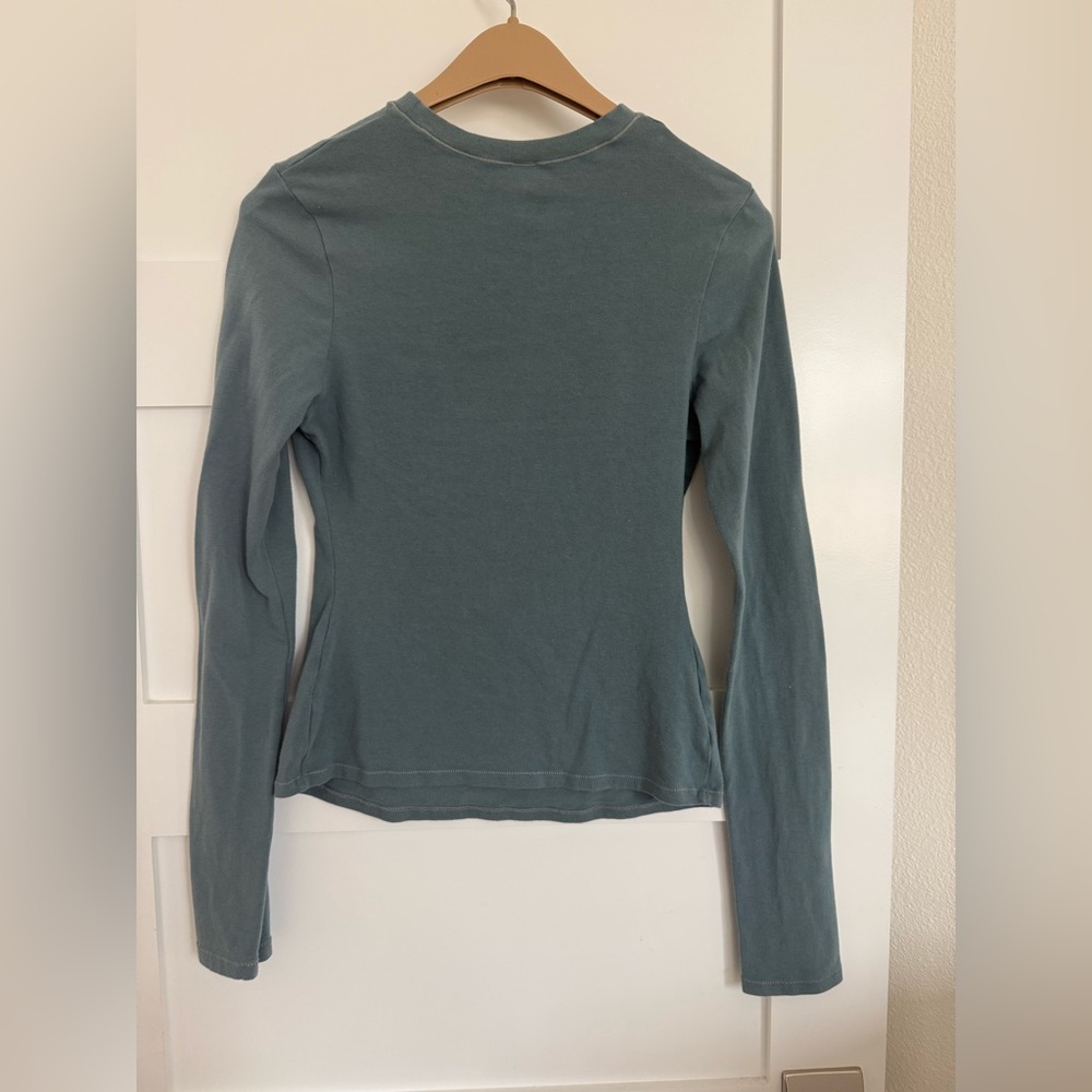 SKIMS Long Sleeve Tee in Dusty Blue-Green